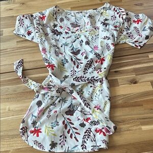 Modcloth White and Red Flutter Sleeve Wrap Blouse